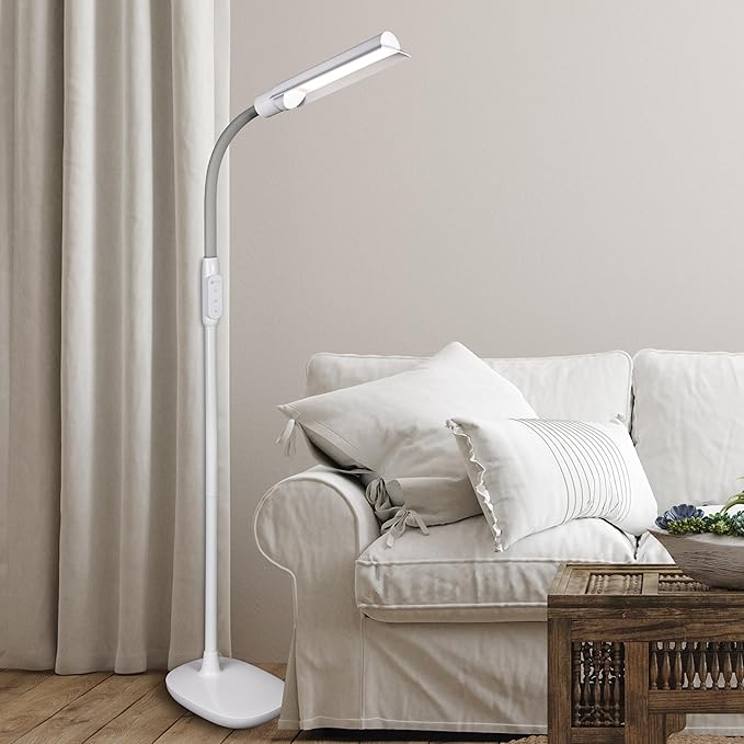OttLite WingShade LED Floor Lamp, Clearsun, White, Shipper