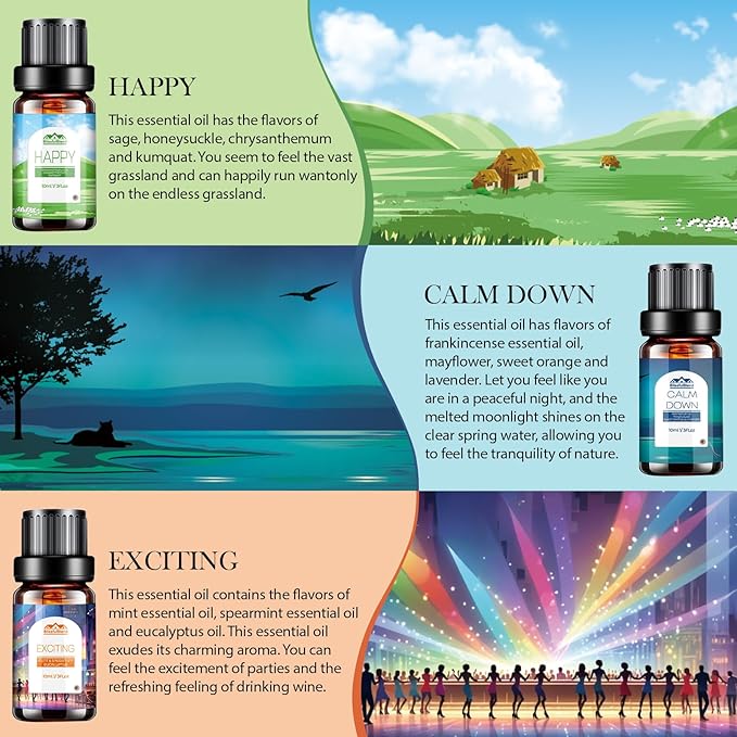 6 Pack Spring Essential Oils Set 10ML Aromatherapy Essential Oil for Diffuser for Home and Car Care Candle Making Lavender Sage Citrus Peppermint and Orchid 2025 Spring
