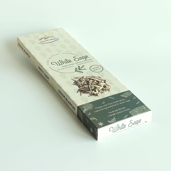 White Sage Incense Sticks - Traditional Handcrafted Masala Incense - 40 to 50 Sticks Approx.