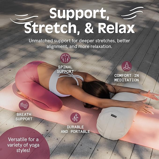 Retrospec Retrospec Sequoia Yoga Bolster Pillow - Meditation Cushion for Yoga Practices - Includes Machine Washable 100% Cotton Cover & Durable Carry Handle