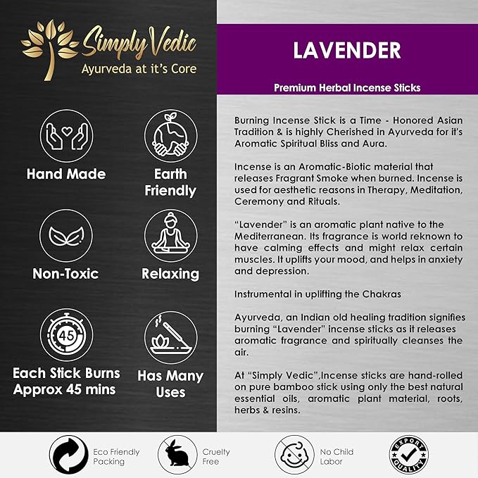 Lavender Incense Sticks with Holder – 135 Handmade Charcoal-Free Agarbatti | Natural Essential Oil Aromatherapy for Meditation, Yoga, Pooja, Relaxation – 45 Min Burn, Gift Set