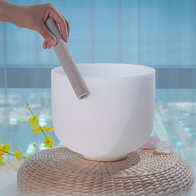 TOPFUND 8 inch G Note Quartz Crystal Singing Bowl Throat Chakra Meditation Sound Healing