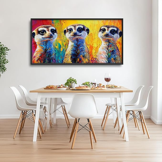 Meerkat Wall Art Graffiti Meerkats Pictures Wall Decor Abstract Animal Large Master Over Above Bed Canvas Prints Horizontal Modern Artwork Painting Home Office Decorations For Kitchen Bedroom 30"x60"