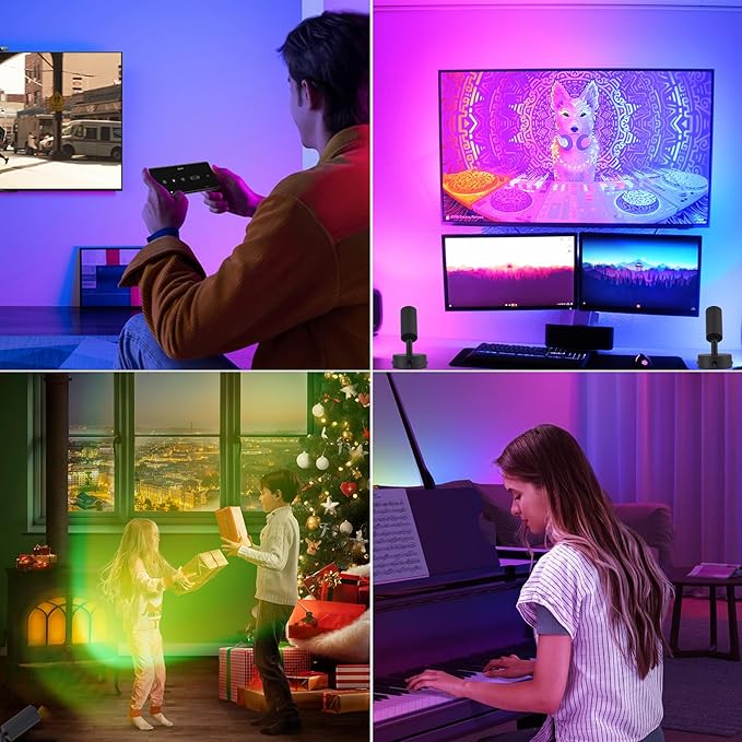 2 Pack LED Spot Lights Indoor Spot Lights Indoor Accent Lighting, RGBW Color Changing Up Lights Indoor Remote Control Plant Spotlight Decorative Lights (Black)