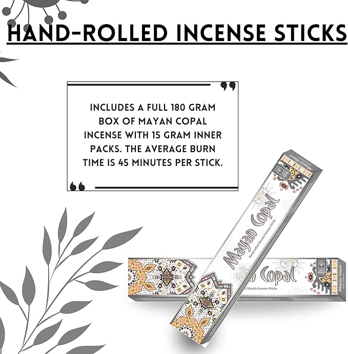 SOUL STICKS Handmade Incense Sticks Mystic Spirit Blends 180 Gram 12 Pack Box | 100% Natural Masala Incense Organic Home Fragrance Agarbatti (Mayan Copal)