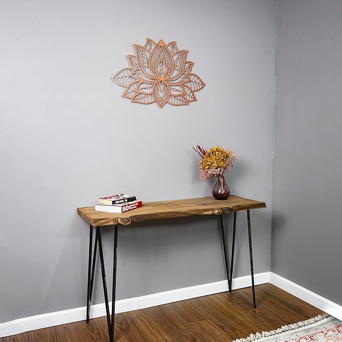 Colorfull Worlds Mandala Metal Wall Decor, Lotus Flower Meditation Room Decor, Minimalist Zen Garden Bohemian Gift for New Year (26.3" x 17" | 67 x 43 cm, Copper)