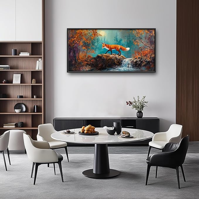 Fox Large Wall Art Forest Animals Pictures Wall Decor Fox Above Over Bed Canvas Prints Painting Framed Artwork Decoration for Boys Bedroom Living Room Office 60"x30"