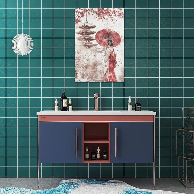Japan Wall Art Japanese Geisha Wall Decor Cherry Blossoms Farmhouse Japan Pictures Canvas Painting Artwork Home Decorations for Living Room Bedroom Bathroom Office Classroom 16"x24"