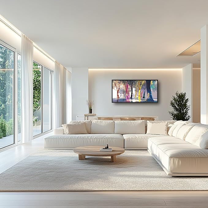 Framed Large Abstract Tree Wall Art for Living Room, Oversized Colorful Forest Wall Decor Nature Canvas Painting Modern Artwork for Living Room Bedroom Dining Room Office 60"x30"