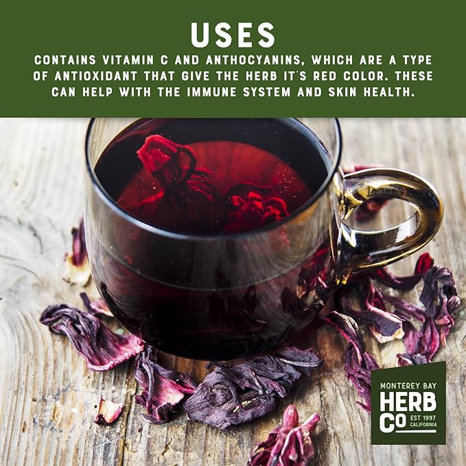 Monterey Bay Herb Co. Hibiscus Tea | 200 Tea Bags | Caffeine Free | Berry-Like Flavor | Rich in Vitamin C