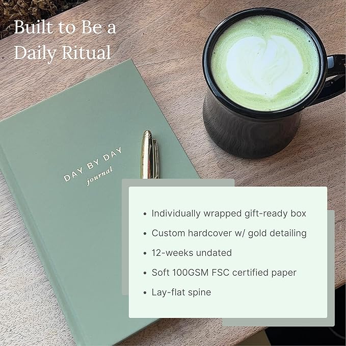 Day by Day Daily Gratitude Journal 2025 for Mindfulness, Happiness, Reflection, and Self Care, Undated Planner Gifts for Women & Men