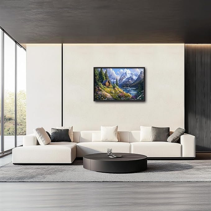 Mountain Wall Art for Living Room, Large Landscape Canvas Wall Decor, Nature Pictures Framed Painting, Landscape Tree Artwork for Bedroom Office Home Decor 36L'' × 24W''