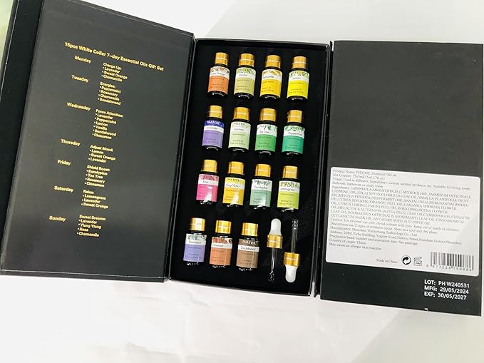 Essential Oils Gift Set 15 x 5ml, Pure Essential Oil Aromatherapy Oil for Skin Care, Hair Care, Bath, Ideal for Humidifier, Diffuser, Relax