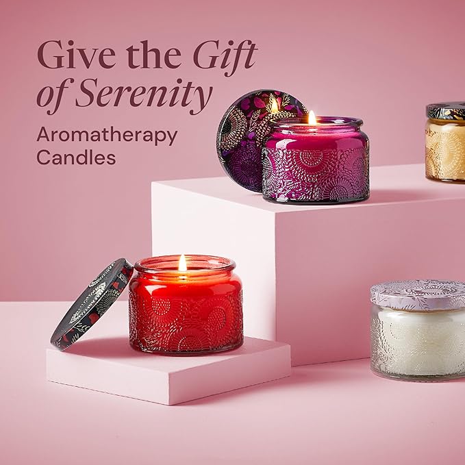 Scented Candle Set - 4-Pack, Purple Box - Aromatherapy Scents for Birthday Gifts for Mom - Over 160-Hour Burn Time for Mom Birthday Candles