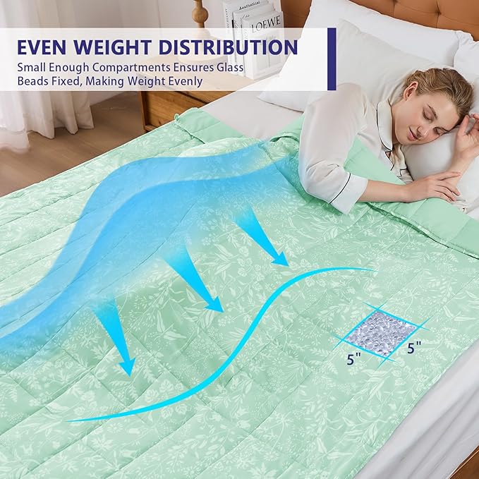 yescool King Size Weighted Blanket for Adults (20 lbs, 80” x 87”, Cerulean) Cooling Heavy Blanket for Sleeping Perfect for 190-210 lbs, Breathable Blanket for Adults & Couple All Season