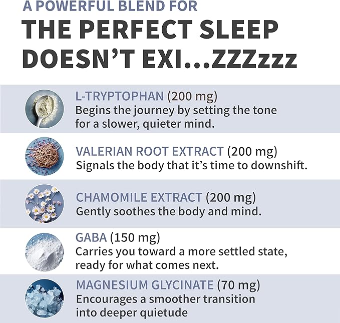 12-in-1 Sleep Support Capsules - Melatonin-Free and Non-Habit Forming Sleep Supplement with a Balanced Blend of Magnesium, Ashwagandha, L-Tryptophan, Valerian Root, GABA and 5-HTP (90 Capsules)