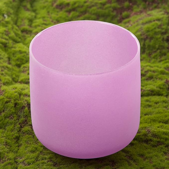 Leize Quartz Crystal Singing Bowl 432hz B Note Crown Chakra Violet 6" with Suede Striker