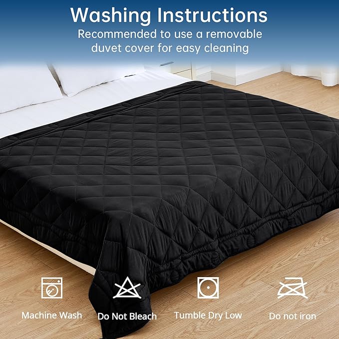 OMYSTYLE Weighted Blanket for Adults (12lbs, 60''x80'') - Queen Size Heavy Throw Blanket, Breathable and Cooling Microfiber Material with Premium Glass Bead for All Season Use, Machine Washable, Black