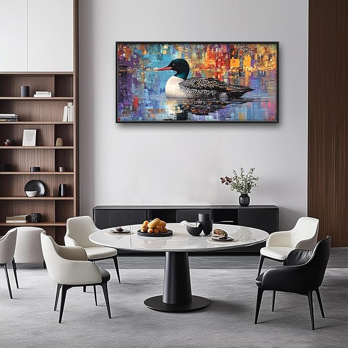 Mallard Wall Art Duck Pictures Wall Decor Abstract Graffiti Duck Large Master Over Above Bed Canvas Prints Horizontal Modern Artwork Painting Home Office Decorations For Kitchen Bedroom 30"x60"