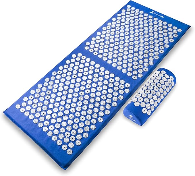 ProsourceFit Acupressure Mat and Pillow Set for Back/Neck Pain Relief and Muscle Relaxation, Large - Gray/Gray