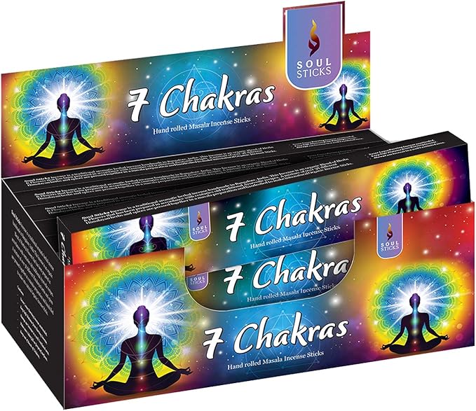 SOUL STICKS Hand-Rolled Incense Sticks Divine Spirit Blends 180 Gram Box | 100% Natural Masala Incense Organic Home Fragrance Agarbatti (7 Chakras)