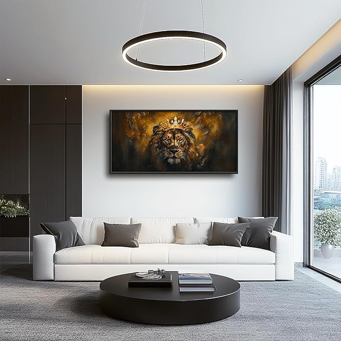 Lion Wall Art Lion Pictures Wall Decor Animal Canvas Prints Framed Artwork Paintings Home Office Decorations for Living Room Bedroom Dinning Room Corridor 60"x30"
