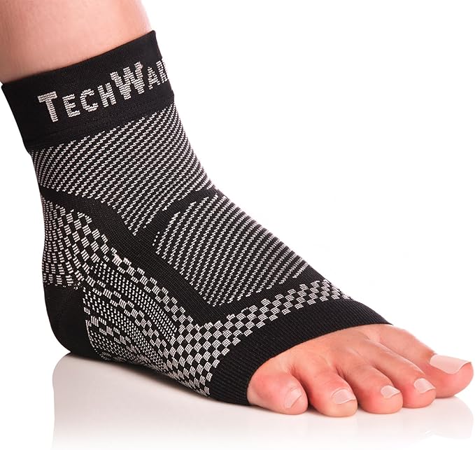 TechWare Pro Ankle Brace Compression Sleeve - Plantar Fasciitis Sock. Relieves Achilles Tendonitis. Foot Arch Support Reduces Joint Pain, Swelling & Heel Spur Pain. Injury Recovery Braces for Sports
