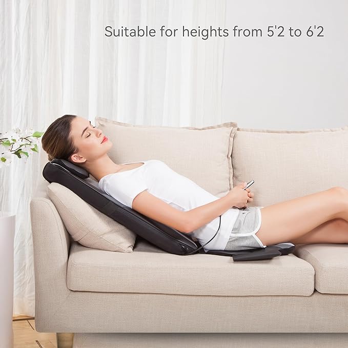 Snailax Shiatsu Back Massager with Heat Massage Chair Pad Kneading Back Massager for Pain Relief Deep Tissue Chair Massage Pad for Office Home, Gifts for Dad,Mom