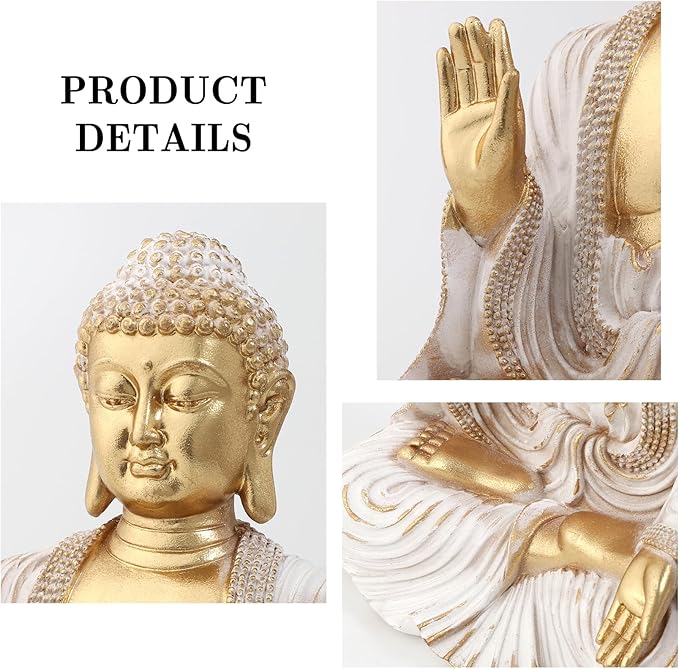 Buddha Statue Gold 9.8",Buddha Statues for Zen Decor Spiritual Relaxation,Meditation or Shrine- Decor -Buda– Indoor Buddha Gift for Living Room Table Office Home Decor