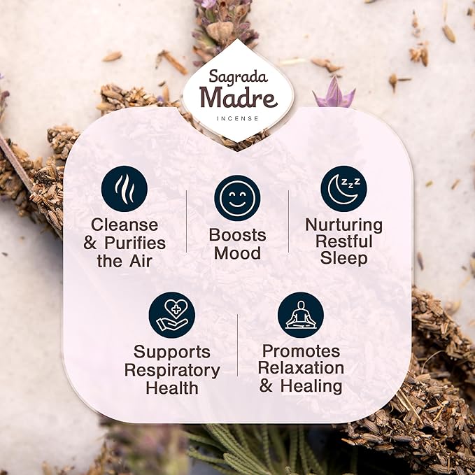 9 pcs Wildly Harvested - Lavender Flowers and Olibanum Incense Sticks, 7" Long - Thick Aromatic Incense Sticks, 100% Natural