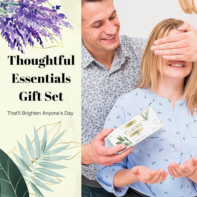 Classic Essential Oil Set of 6 Pure Essential Oil Gift Set for Diffusers, Soap Candle Making - Lavender, Eucalyptus, Peppermint, Tea Tree, Sweet Orange, Lemongrass Aromatherapy Oils -10ml