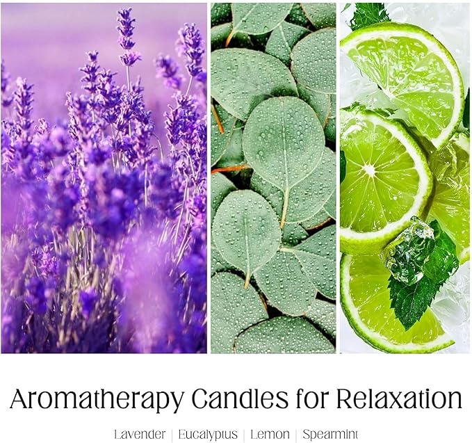 KOTKAS Lavender Eucalyptus Scented Candles - 8oz Natural Scented Soy Candles Non Toxic, Aromatherapy Eucalyptus Lavender Candles Gifts for Women Bath Relaxing Calming Soothing Relaxation Stress Relief