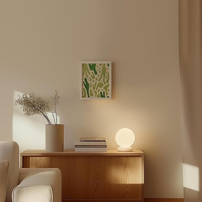 HAUS AND HUES Modern Abstract Wall Art - Blue and Green Living Room Art, Modern Artwork for Walls, Minimalist Picture for Living Room(Green Pattern, White Frame, 8x10)