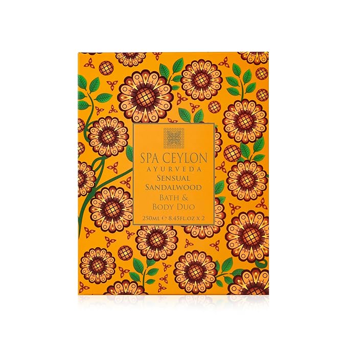 Spa Ceylon Sensual Sandalwood Bath & Body Duo Set | Luxury Sandalwood & Vetiver Body Wash & Lotion Set | Organic & Natural | 250ml x 2