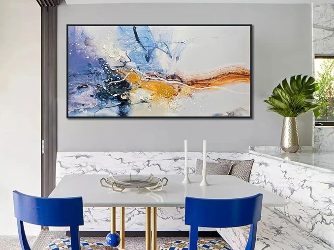 Ardemy Abstract Wall Art Canvas for Living Room Modern Textured White Beige Purple Painting Picture Bedroom Artwork Home Office Kitchen Dining Room Wall Decor, Black Wood Framed Large 40"x20"