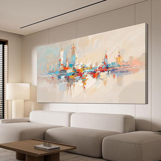 Canvas Wall Art Decor Large Wall Art Pictures for Living Room Abstract Canvas Art Wall Decor Modern Artwork for Walls Oversized Colorful Abstract Wall Art Decorations Bedroom Home Wall Decor 29" X 58"