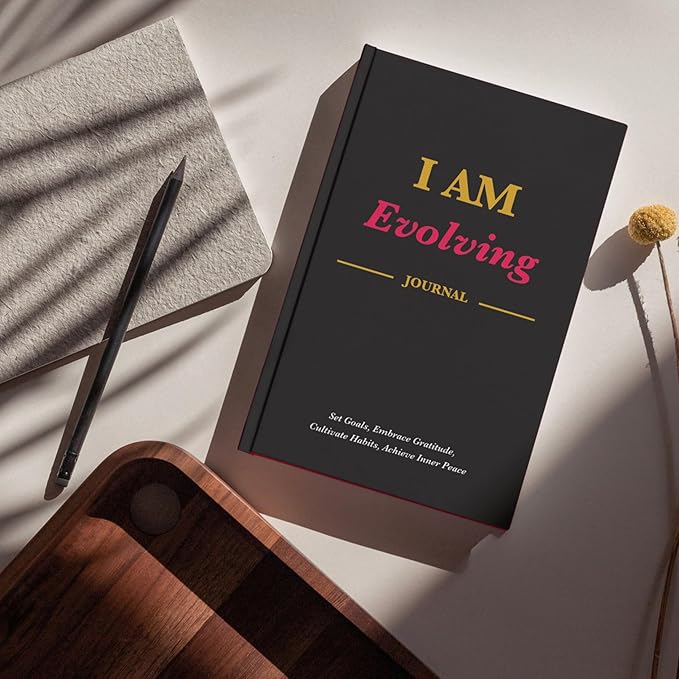 iAmEvolving Journal – Gratitude Journal with Prompts for Goal Setting, Habit Tracking, Mindfulness, Daily Reflection, Affirmations – 2025 Undated Self-Care Notebook for Women & Men (Black)
