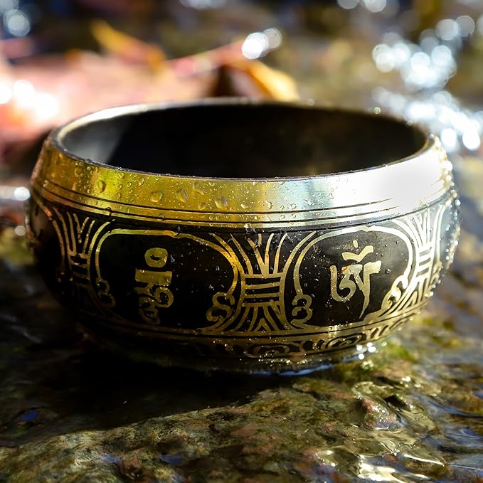 Tibetan Singing Bowl Set: 4.5 Inch Sound Healing Bowl Gift Set, Made in Nepal: For Meditation, Mindfulness, Reiki, Yoga, Chakra Balancing, Spiritual and Zen Decor, and Improved Focus and Relaxation
