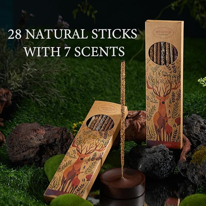 Incense Sticks – 28 Natural Sticks with 7 Scents: Palo Santo, White Sage, Lavender, Rose, Sandalwood, Agarwood & Osmanthus – for Meditation, Spiritual Use & Stress Relief Gifts