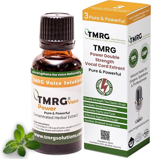 Power DoubleStrength Vocal Cord Remedy - Herbal Supplement for Singers & Speakers. Fast Acting, Enhances Clarity & Tone, Quick Relief for Vocal Fatigue, Tenderness, & Hoarseness.