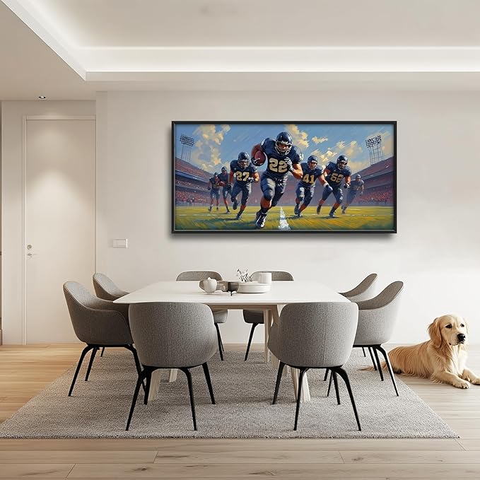 Glocmna Framed Large Wall Art for Living Room American Football Team Wall Decor Sport Theme Canvas Pictures Painting Print Gym Decor for Home Gym Artwork Decorations for Boys Bedroom Home Gifts 30"x60"
