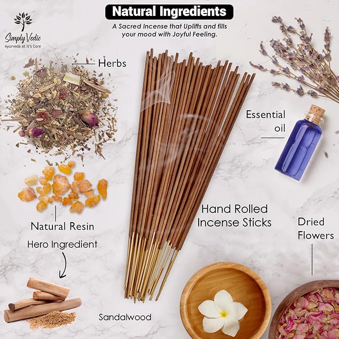 Sandalwood Incense Sticks 250g (Approx. 135 Handmade Sticks) with Free Holder | 45 Min Burn | Natural Charcoal-Free Agarbatti for Meditation, Yoga, Aromatherapy, Relaxation