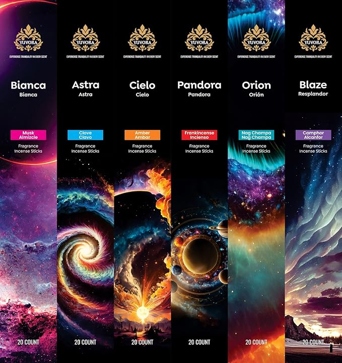 Aromatic Incense Sticks Gift Set – 120 Natural & Non-Toxic Incense Sticks | 6 Soothing Scents | Home, Meditation, Relaxation & Yoga | Free Incense Holder | Inciensos - Gifts for Women