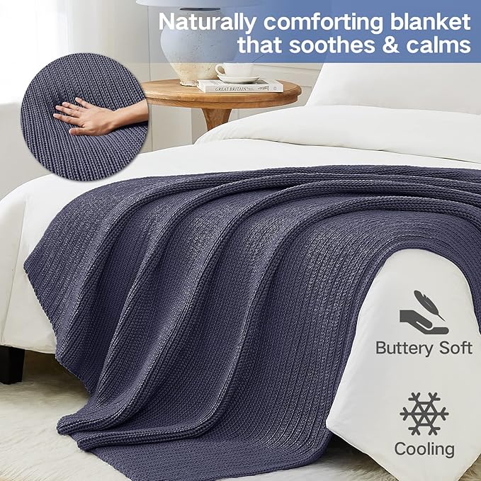 Guohaoi Knitted Weighted Blanket for Adults (Dark Grey 50"x75" 20lbs) No Beads Cooling Throw Blanket for Hot Sleepers, Home Decor Breathable Chunky Knit Heavy Blanket Use on Full Size Bed