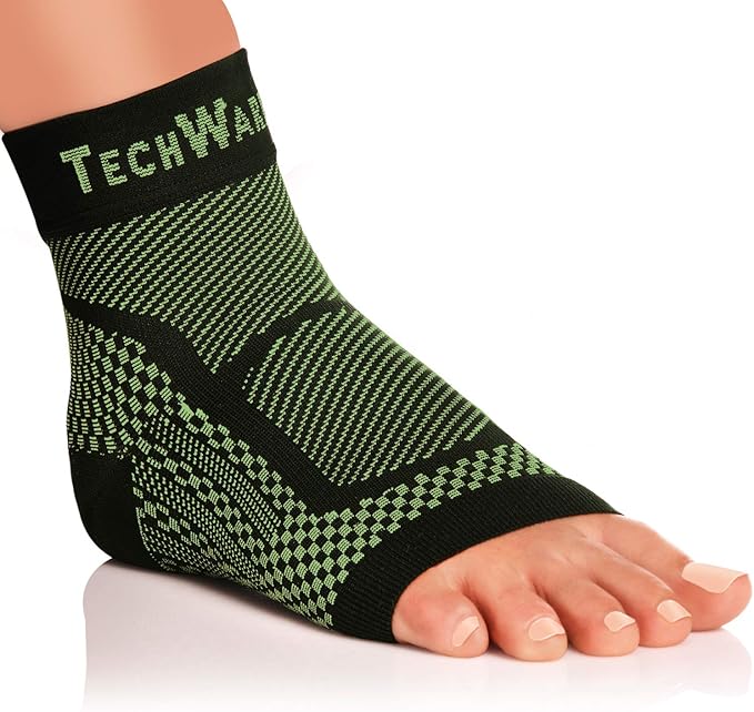 TechWare Pro Ankle Brace Compression Sleeve - Plantar Fasciitis Sock. Relieves Achilles Tendonitis. Foot Arch Support Reduces Joint Pain, Swelling & Heel Spur Pain. Injury Recovery Braces for Sports