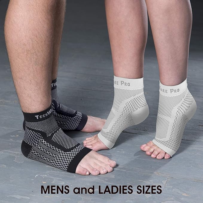 TechWare Pro Ankle Brace Compression Sleeve - Plantar Fasciitis Sock. Relieves Achilles Tendonitis. Foot Arch Support Reduces Joint Pain, Swelling & Heel Spur Pain. Injury Recovery Braces for Sports