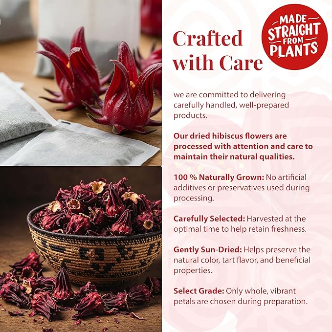 Hibiscus Tea - 75 Tea Bags, 100% Natural Hibiscus Flowers, Te de Hibisco, HerbalTea, Caffeine Free, Sugar-Free, Non-GMO, Sugar-free. Perfect for Hot or IcedTea. by Akshit