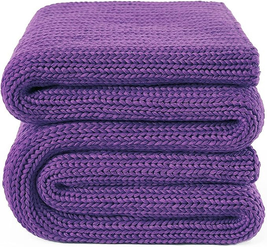 Guohaoi Knitted Weighted Blanket for Adults (Purple 60"x80" 20lbs) No Beads Cooling Throw Blanket for Hot Sleepers, Home Decor Breathable Chunky Knit Heavy Blanket Use on Queen/King Size Bed