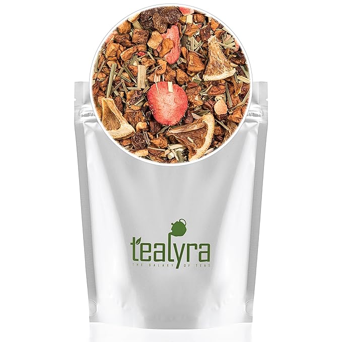 Tealyra - Lovely Lemongrass - Strawberry - Orange - Fruity Herbal Loose Leaf Tea - Hot and Iced Drink - Vitamins and Antioxidants Rich - Caffeine Free - All Natural - 112g (4-ounce)