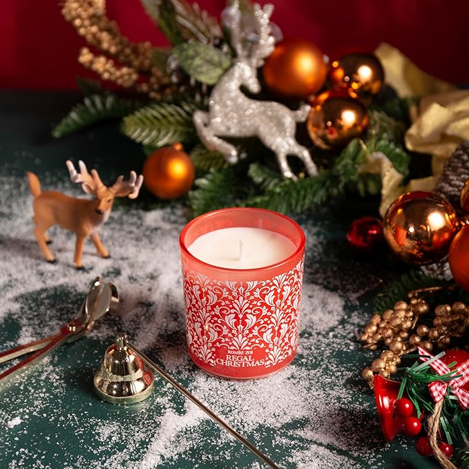 Christmas Scented Jar Candle - 6oz Soy Wax Candle - Infused with Floral Aroma - with Beautiful Keepsake Box Special for Holiday Gifts